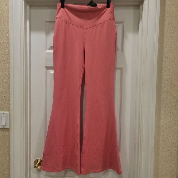 Halara High Waisted Sandwich Waistband Tummy Control Flare Yoga Leggings, L NWT - Picture 1 of 11